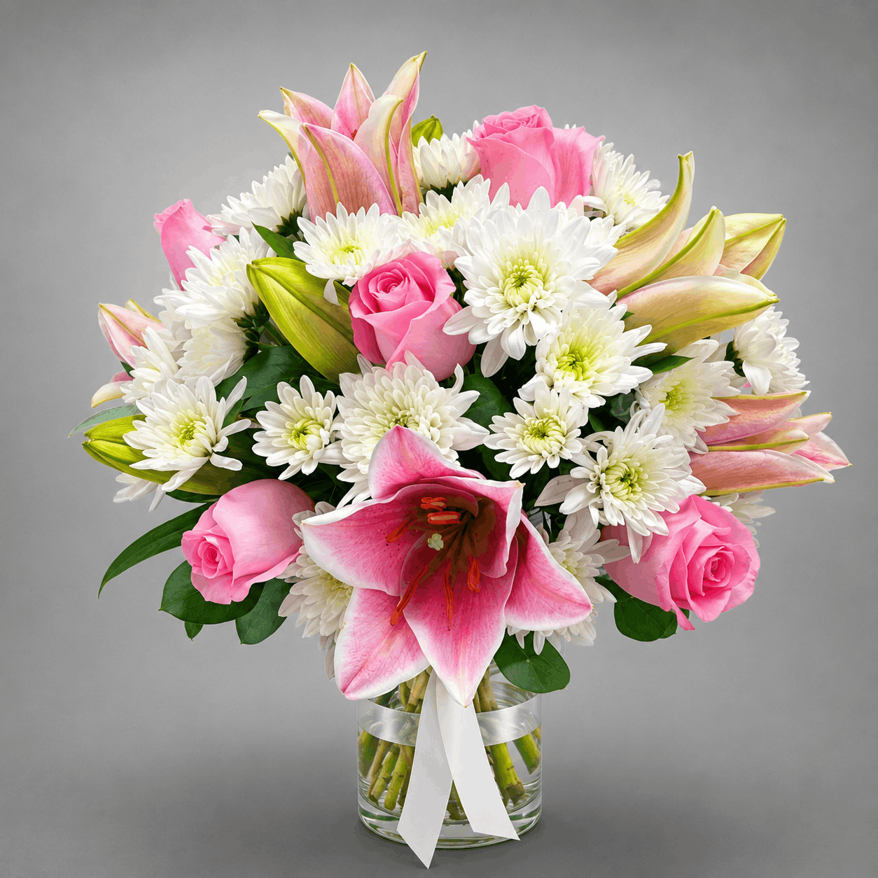 Pink Lily & Chrysanthemum Bouquet
