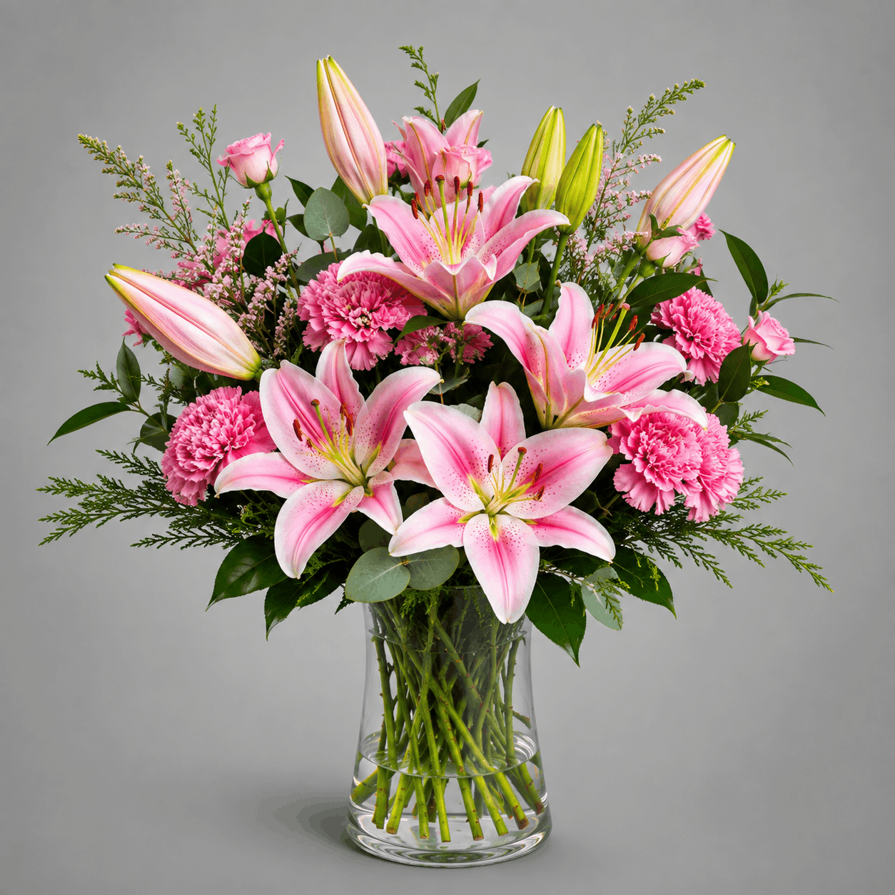 Pink Lily & Chrysanthemum Vase Arrangement