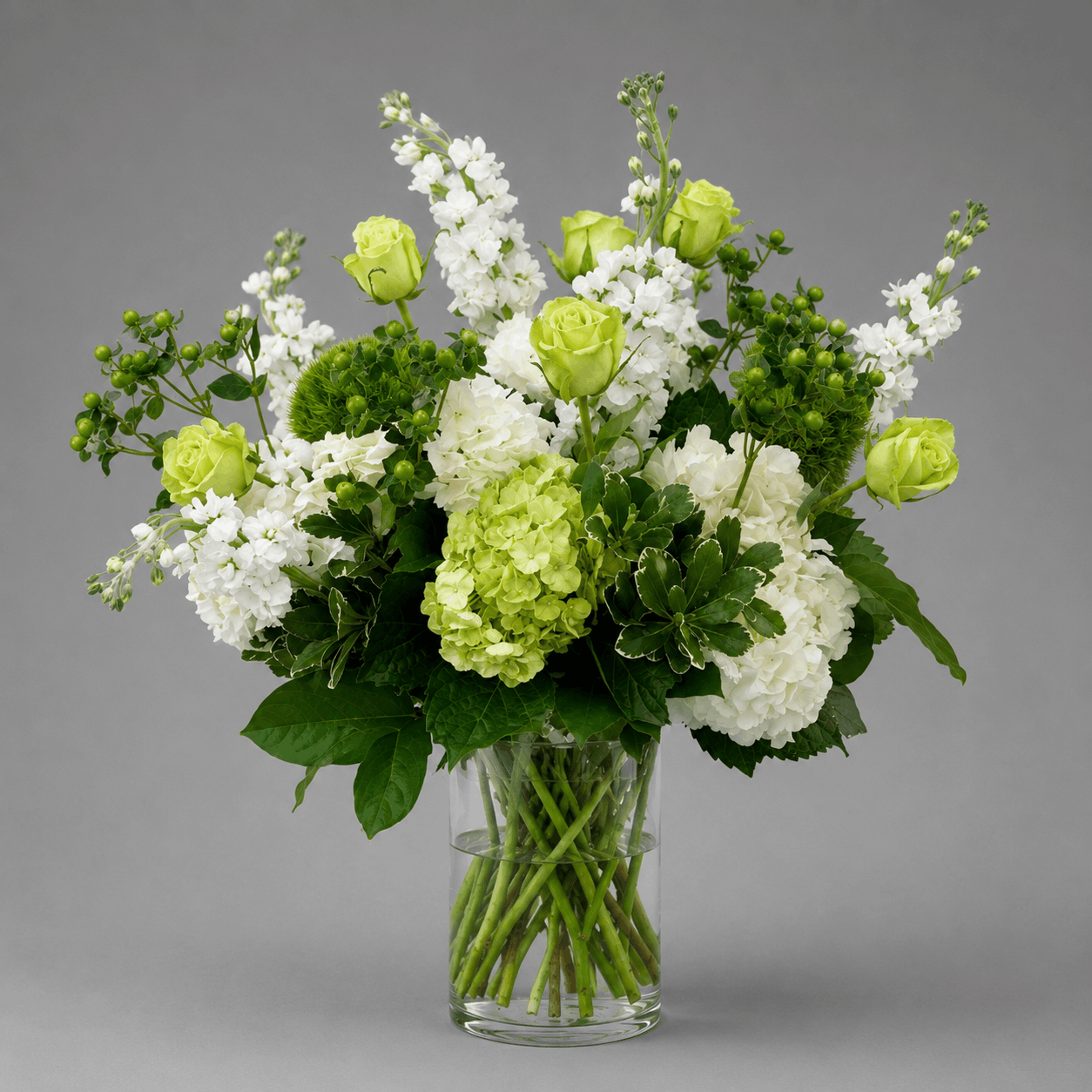 White & Green Hydrangea Garden Arrangement