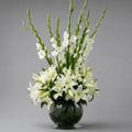 White Gladiolus & Lily Vase Arrangement