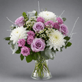 Lavender Rose & White Chrysanthemum Vase Arrangement