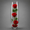 Three Red Rose Glass Vase Display