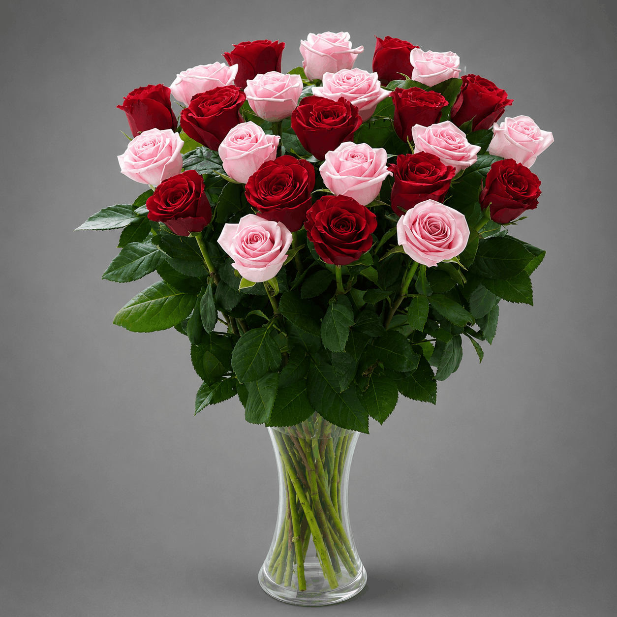 Red & Pink Rose Vase Arrangement