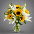 Sunflower & White Lily Celebration Vase