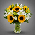 Sunflower & White Lily Garden Vase