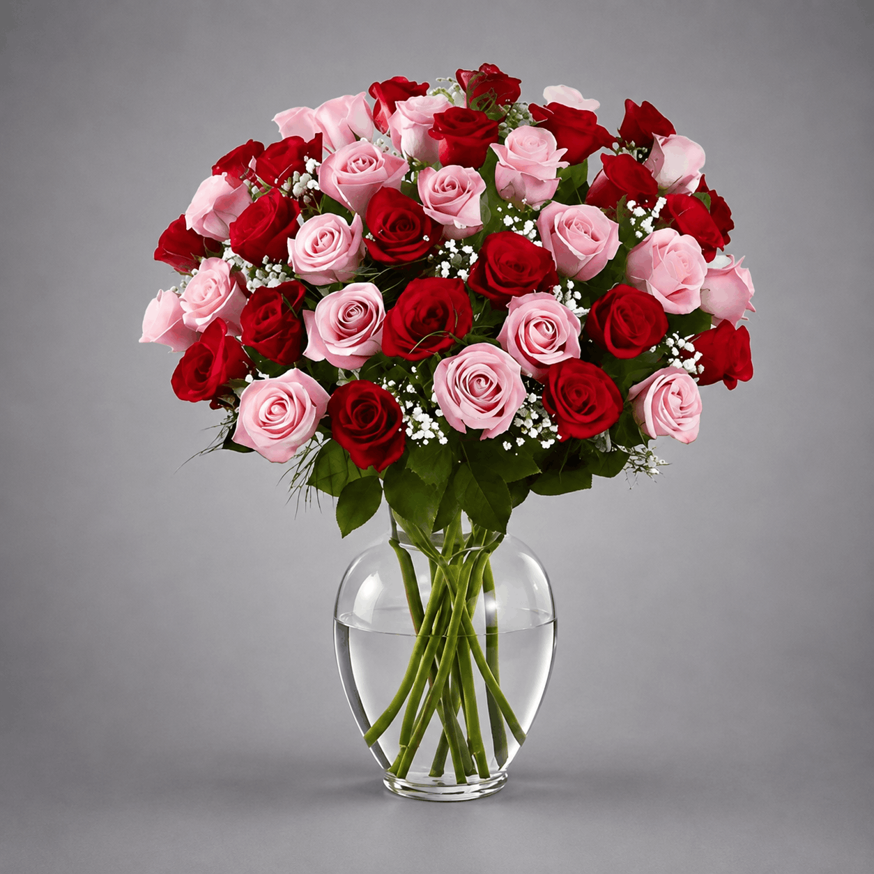 Red & Pink Rose Vase Arrangement