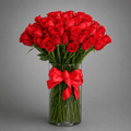 Grand Red Rose Ribbon Vase