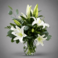 White Lily & Eucalyptus Vase Arrangement