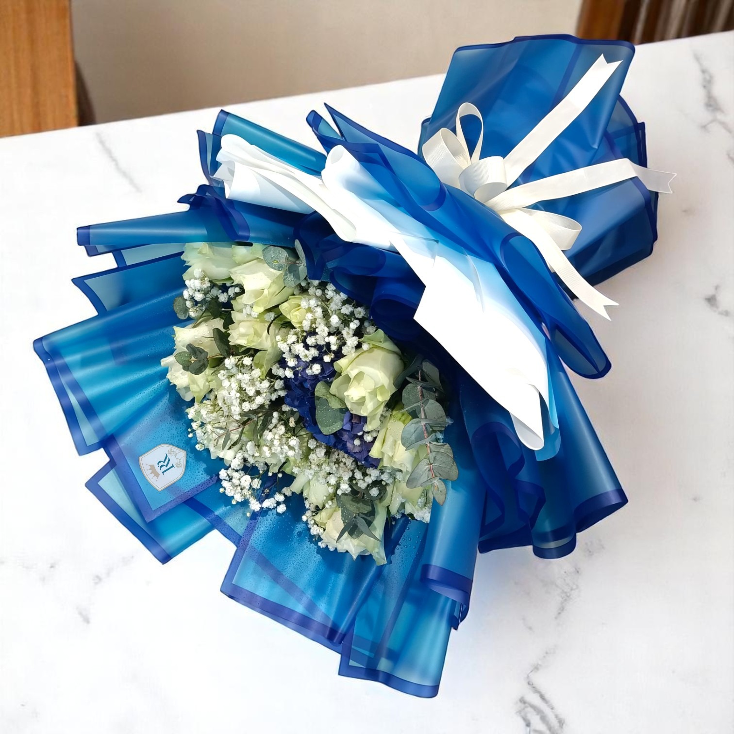 Serene Blue & White Bloom Bouquet