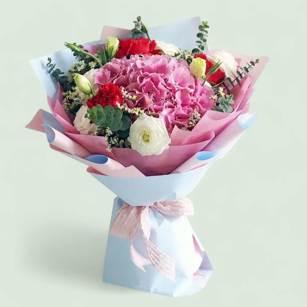 Blush Pink Hydrangea & Carnation Bouquet