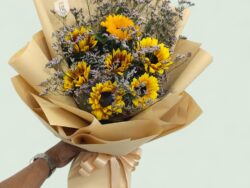 Sunshine Glow: Sunflower & Statice Flower Bouquet