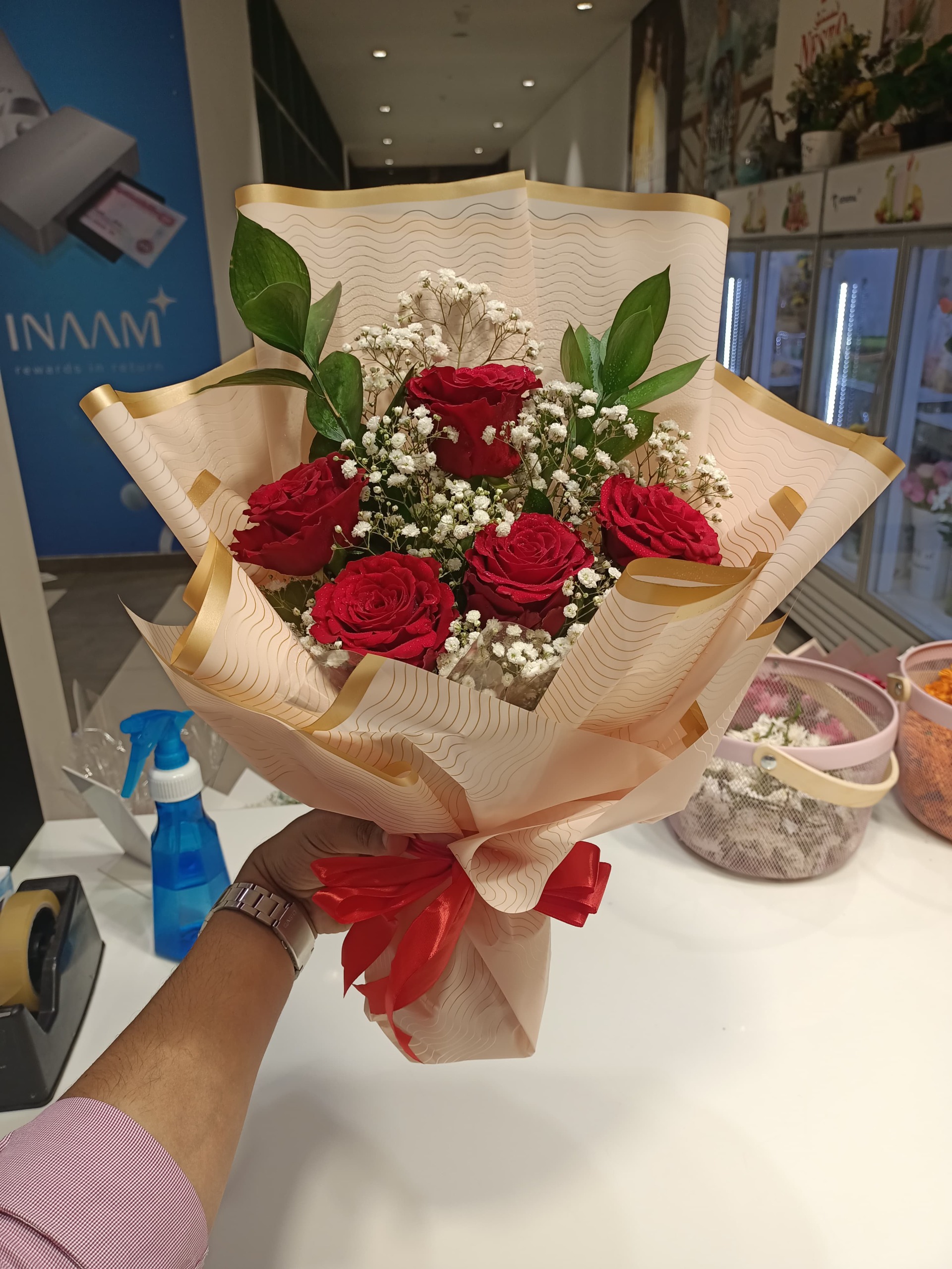 Classic Love: Red Rose & Baby's Breath Bouquet