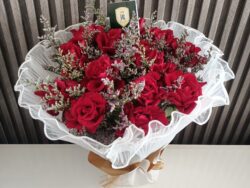 Ruby Romance: Red Roses & Gypsophila