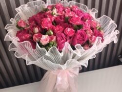 Pink Cascade: Miniature Rose Bouquet