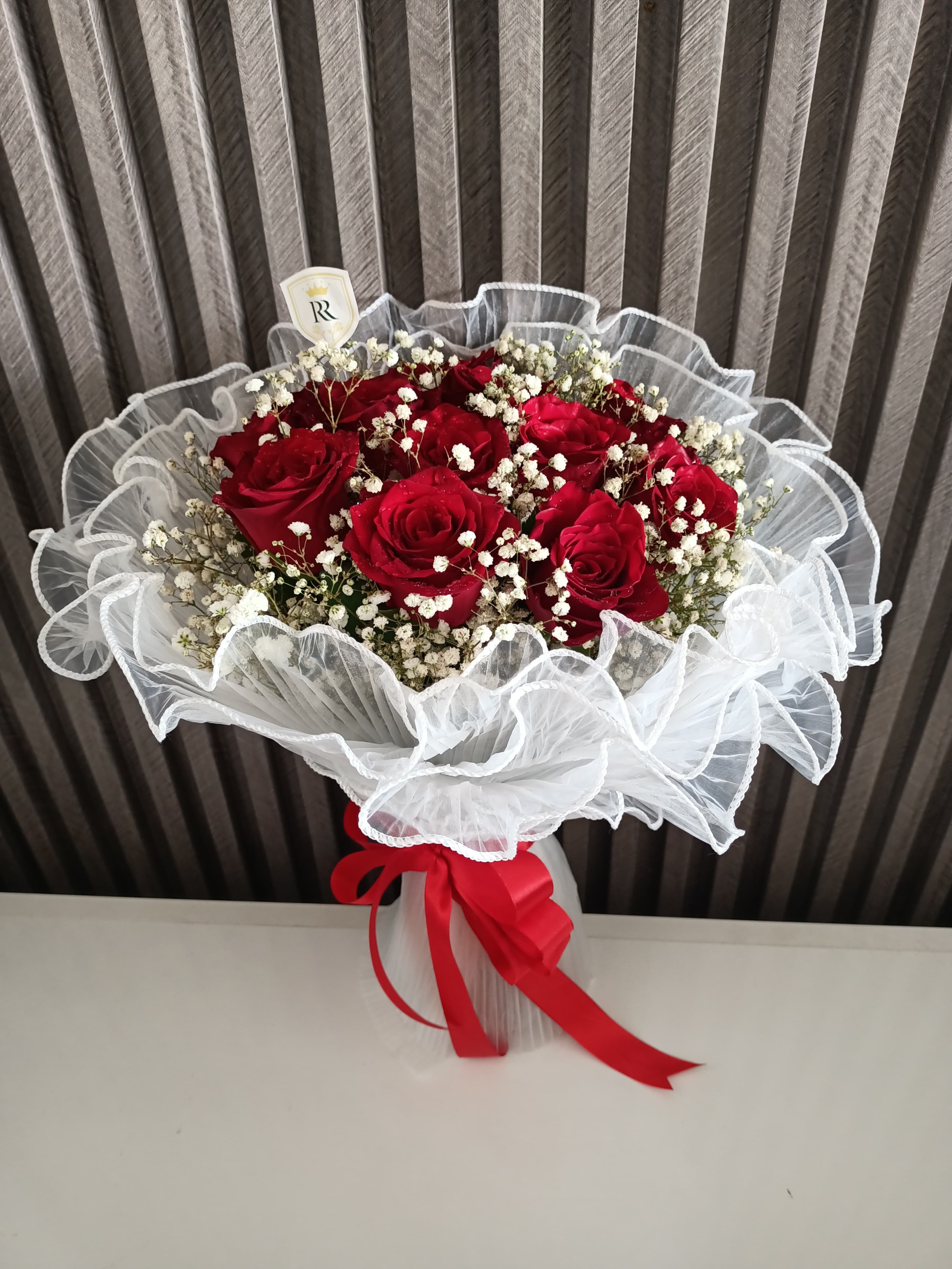 Ruby Romance: Roses & Baby's Breath