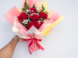 Ruby Red Rose & Whispers Bouquet