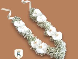 White Serenity Garland: Orchids & Baby's Breath