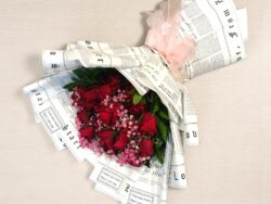 Love's Proclamation: Red Roses in Script Wrap